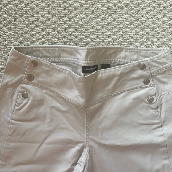 Express Jeans Tan Cream Pants with Buttons Down the Waist Line Low Rise - Picture 2 of 5